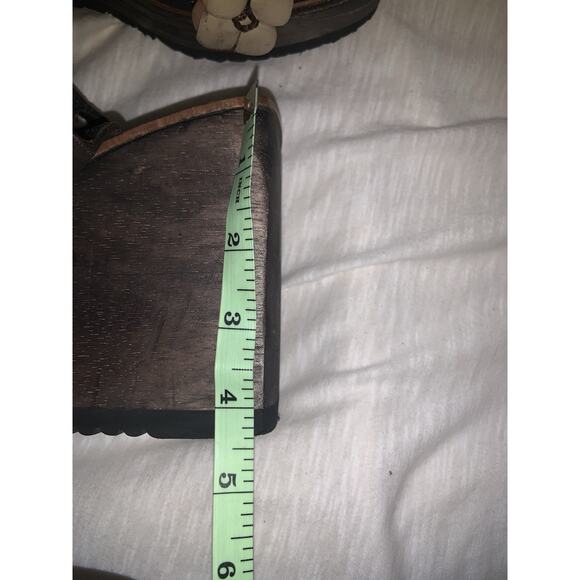 Vintage 90s Y2K Floral Wooden Chunky Platform Wedge Sandals Shoes Women’s Size 6 - Picture 7 of 7